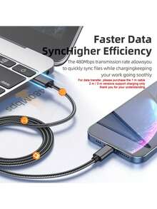 尼龍編織 Lightning 傳輸線，相容 iPhone 17/16/15/Pro Max，公對公 USB 充電數據同步線，霧面質感，5-10W 輸出功率，圓形線身，3.3ft/6.6ft/10ft 可選 - 多色-1 - 查看 9