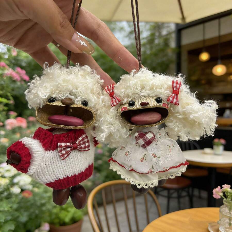 中國天然植物莢果成品裝飾擺件,種子殼莢果卡通人偶娃娃,旅遊紀念品 - 彩色 - 查看 1
