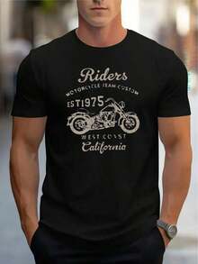 Men's T-Shirt 2026, Comfortable, Round Neck, Casual, Cotton, Short Sleeve, Soft And Breathable, Men's Clothing, Summer And Spring Top, Streetwear Style, Cotton Fabric, Letter Print, Y2K Homme, Summer, Oversize, Solid Color. - Schwarz - 查看 8