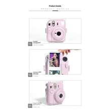 Camera Bag Instant Camera Protective Case Mini 12 Protective Shell Transparent Shell Crystal Shell Shoulder Strap Stickers Photo Bag Protective Shell 3-In-1 Set Strap Ckers Crystal Shell 3 PiecesSet Exquisite Gift Fashionable Portable - View 4