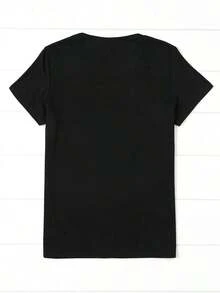 Camiseta Estampada con Diseño de la Diosa Hécate Estilo Retro - Tejido de Punto de Poliéster Suave, Manga Corta, Cuello Redondo - Ideal para Uso Diario Casual de Mujer en Primavera y Verano. Blusa Amplia Mujer - Negro - Ver 2