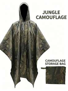 1 pezzo Impermeabile con cappuccio 3-in-1 da donna, poncho multifunzionale impermeabile per escursionismo e campeggio, realizzato in nylon resistente all'usura rivestito in PU, con cappuccio con cordino e fibbie laterali, grande attrezzatura da pioggia mimetica adatta per attività all'aperto - Multicolore - Visualizzare 11
