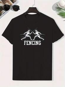 0121 Children's Fencing T-Shirt, Creative Casual T-Shirt, Lightweight And Comfortable Short Sleeve, Summer Clothes For Kids - 黑色 - 查看 6