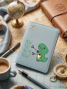 1pc Cute Cartoon Dinosaur Passport Cover, Travel Passport Holder, Suitable For Travel, Vacation, Birthday, Anniversary Gift, With Card Slots And ID Holder, Fashion Gift For Men And Women, Outdoor Travel Accessories, Cruise Essential, Available In Yellow, Black, Blue, Pink, Red, White - Multicolor - View 2