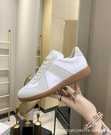 Zapatos casuales unisex, talla 36-45, zapatos casuales de mujer y zapatos deportivos de hombre, zapatos planos de suela blanda con cordones, zapatos cómodos y livianos de hombre para uso diario, de corte bajo,,,,,Zapatillas de entrenamiento retro alemanas 2026, nuevas zapatillas blancas de cuero genuino para hombre, con cordones, punta redonda, suela plana, zapatillas deportivas casuales para parejas. - Blanco - Ver 13