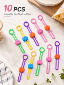 10PCS Colorful Reusable Bag Clips – Food Storage & Snack Sealing Clips For Kitchen Organization - 1 - View 8