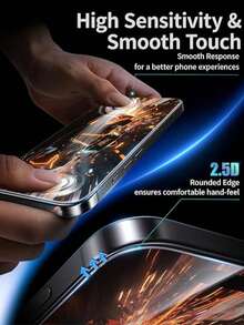 2pcs Anti-Spy Tempered Glass Screen Protector, Suitable For IPhone 17/17 Pro/17 Pro Max/17 Air/16 Pro Max/15 Pro Max/14/13/12/11/Pro/Pro Max/Plus/X/XR/XS/XS Max, Anti-Scratch, Anti-Shock, Anti-Oil, Anti-Fingerprint - Black - View 2