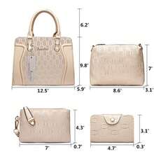 Women's Fashion Handbags Tote Bags Shoulder Bag Top Handle Satchel Purse Set 4pcs - F-verde - Ver 5