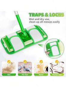 1/2/3pcs High Quality New Cationic Microfiber Mop Heads, Suitable For 12-Inch Microfiber Mops, Reusable And Washable, Strong Water And Dust Absorption, Easy To Clean, Size 11x5 Inches, Colors: Purple, Green, Navy Blue - A - View 4