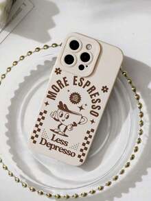 Liquid Silicone Protective Case With Vintage "Large Espresso" Coffee Cup Pattern In Milky White, Compatible With IPhone And Galaxy - 多色 4 - 查看 5