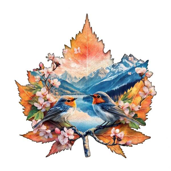 1PC Quiet Lake Wooden Asymmetric Puzzle, Animal-Shaped 2D Jigsaw Toy For Kids And Adults. Educational Game, Great Gift For Party, Holiday, Christmas And Birthday. Unique Magical Desktop Decor & Creative Wooden Puzzle Present