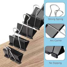 5pcs Extra Large Black Metal Binder Clips, Strong Spring Structure, Metal Rings, Designed For Office Organization, Smooth Metal Surface, Heavy Duty Iron Clips, File Folder, Test Paper, Bill Clips, Black Heavy Duty Large Paper Clips, Suitable For Office And Home, Stationery, School Supplies, Office Supplies, Portable Non-Slip, Economic And Practical Office Supplies! - Multicolor - View 1