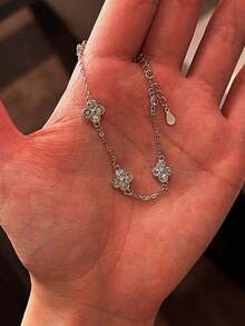 1pc Fashion Heart Double Layer Bracelet - Silver - View 5