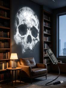Rotatable Skull Head LED Projection Lamp - USB Powered, Adjustable Halloween Atmosphere Light, Suitable For Bedroom And Living Room Decor, Great Gift Item - Skull - View 8