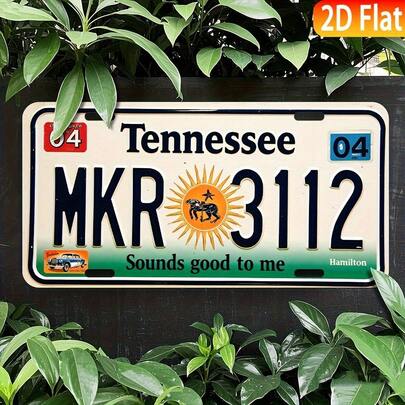 2D Flat - [Open] 2D Flat 1pc, Plaque, For Decorative Use Only, Vintage Tennessee Plaque Sign - 15.24X30.48cm Wall Decor, With "Sounds Good" Slogan, With Car And Sun Design, Suitable For Home, Bar, Garage, Decorative Use Only (Random Style)