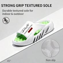 Zoforit Men's Fashionable Letter Printed Slippers With Thick Sole, Increased Height, Anti Slip, Wear-Resistant, Breathable, Oversized Cool Slippers For Indoor And Outdoor Leisure, Sports Gatherings, Parties, Beaches, One Foot Slippers - 白色 - 查看 4