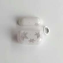 韓式簡約春夏清新黃色碎花圖案耳機保護套，附掛環，適用於 5/Pro 3、Pro 2、Apple 4、Minimalist 3、New 1/2 代，可愛女生耳機保護殼 - 白色 - 查看 5