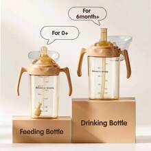 New 240ml/8oz 2-In-1 Square-Shape PPSU Baby Feeding Bottle With Weighted Straw And Handle, Baby Bottle, Straw Cup, Drinking Bottle With Straight Tube - Multicolor - View 7