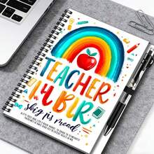1 Set Creative Hand-Painted Rainbow Apple Pattern Spiral Notebook With Matching Pen, Suitable For Work, Study, Daily Record, Planning, Diary, And Makes A Thoughtful Graduation Or Birthday Gift, 100 Page High Capacity - C - View 2