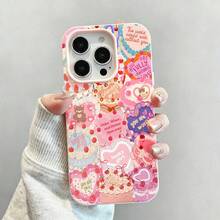 Pasteles de cumpleaños rosas con ositos de peluche marronesfunda de teléfono Fundas compatibles con ,Apple,VIVO,OPPO,,, y Honor.Fabricadas en silicona TPU,ofrecen protección contra golpes y caídas.regalos para mamá - Rosa - Ver 3