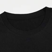 Camiseta de manga corta con cuello redondo de algodón negro con diseño divertido de DJ. - Negro - Ver 5