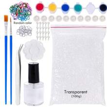 SMI Fine Kit de manualidades de cuentas de plástico moldeables, juego DIY reutilizable con cuentas blancas & transparentes, pigmentos, herramientas & accesorios para hacer joyas - Multicolor - Ver 15