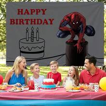 2pcs Marvel Spider-Man Birthday Backdrop Superhero Happy Birthday Party Banner Outdoor Garden Yard Grass Photography Background Wall Hanging Decoration Theme Party Photo Booth Props Studio Backdrop For Fans Celebrations Indoor Room Decor - Nhiều màu - Xem 6