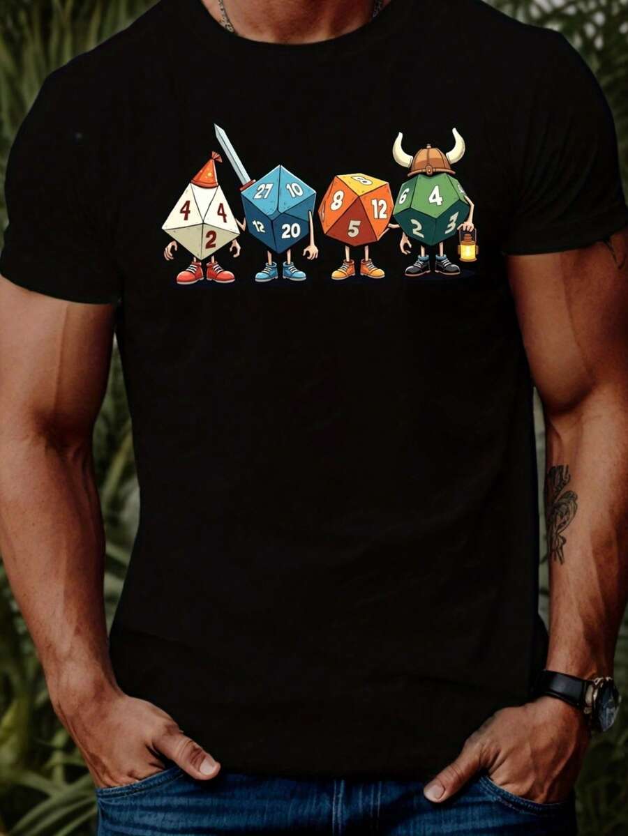 LET'S ALL GO TO THE DUNGEON Camiseta de Manga Corta para Hombre, Camiseta de Verano, TopTee - Negro - Ver 1