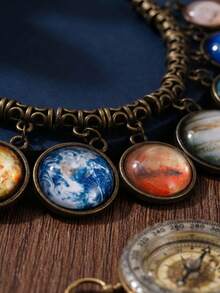 1pc Statement Solar System Car Decor, 9 Planets Bib Space Pendants, Universe Galaxy Science - A - View 3