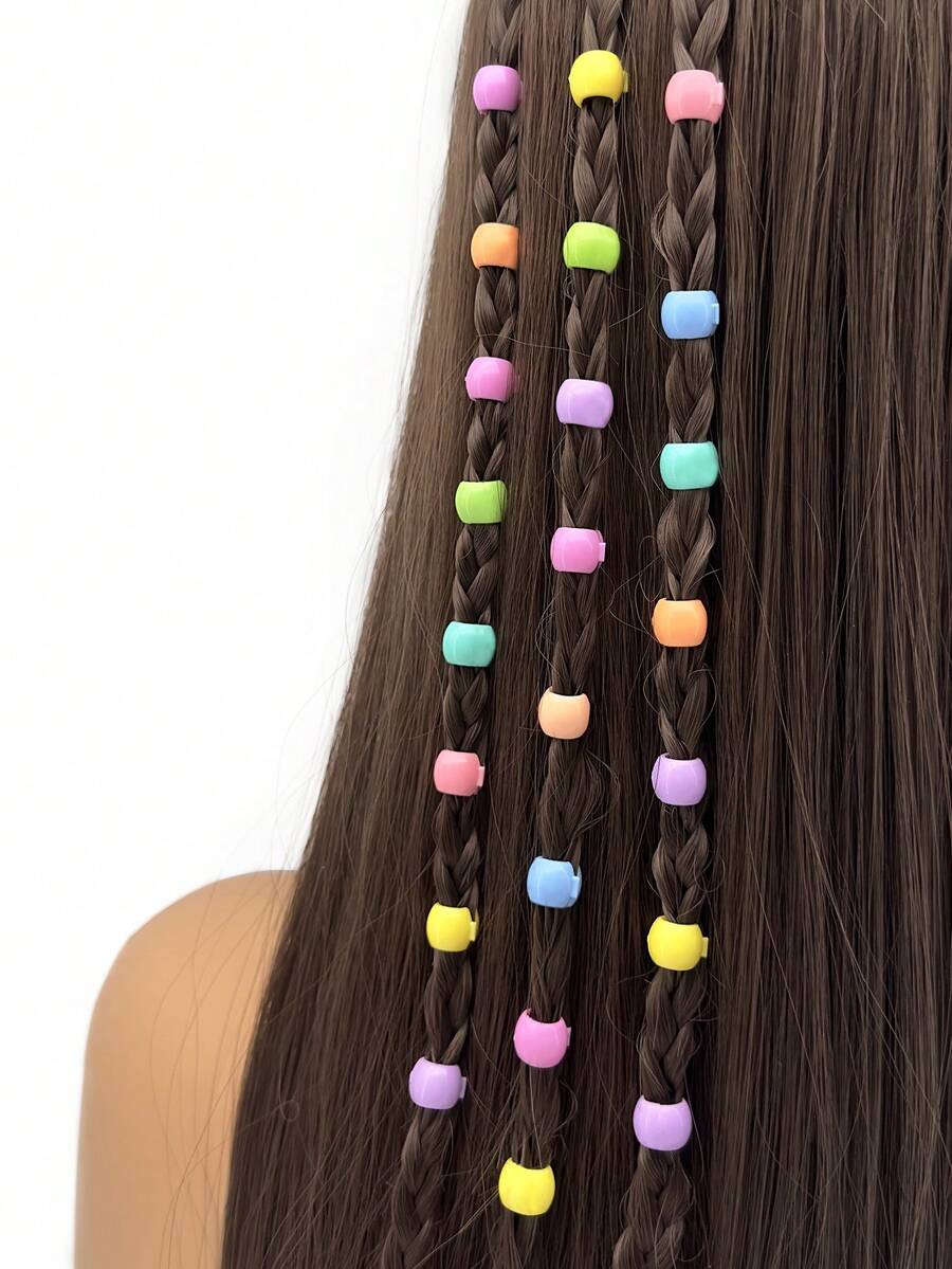 60 piezas de lindos clips de pelo de plástico de color caramelo, cuentas para trenzar, accesorios para el cabello para rastas de verano y fiestas