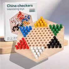 Wooden Chinese Checkers Board Game Set - Classic Strategy Game With 72 Pieces, Educational Family Indoor And Travel Toy For Children 3+ - Multicolor - View 9
