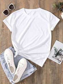 Women's Short-Sleeved Letter Print T-Shirt, Women's Graphic Tees - 白色 - 查看 2