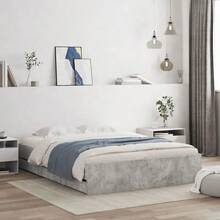 vidaXL Bed Frame, Bed Base With Slatted Base, Guest Bed With Drawers, Single Bed, Bedroom Bed, Bedroom Furniture, Concrete Grey 90x200cm, Wood-Based Material - Concrete Dust - View 17