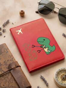 1pc Cute Cartoon Dinosaur Passport Cover, Travel Passport Holder, Suitable For Travel, Vacation, Birthday, Anniversary Gift, With Card Slots And ID Holder, Fashion Gift For Men And Women, Outdoor Travel Accessories, Cruise Essential, Available In Yellow, Black, Blue, Pink, Red, White - Multicolor - View 6