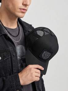 1pc Men's Baseball Mesh Cap With Wolf Head Animal Pattern, Outdoor Sun Protection Casual Mesh Hat, Suitable For Business, Travel, Beach, Unisex - Multicolor - View 7