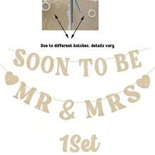 Soon To Be Mr & Mrs Banner, Suitable For Bridal Shower Decor, Pre-Wedding Gold Glitter Decoration, Bachelorette Party, Engagement Celebration - Soon to Be Mr & Mrs. Laqi - View 13