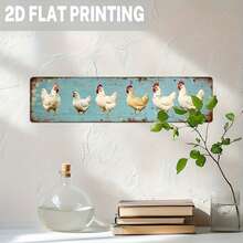 1pc 2D Flat Design - Vintage Iron Chicken Sign | 2D Flat, Handmade Appearance, Suitable For Kitchen, Living Room, Entrance, Farm Animal Art, All Seasons, Size: 9.98 X 39.98 Cm, Predrilled Holes As Shown In Size Chart - Multicolor - View 5