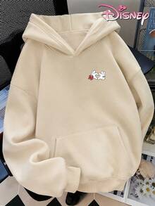 Disney Women's Loose-Fitting Hooded Sweatshirt With Castle And Mickey Mouse Family Print Design On The Front And Back. 2026 Travel-Themed Style, Casual, Comfortable, And Versatile, Suitable For Amusement Parks And Outings. - Màu be - Xem 4