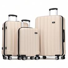Cabin Luggage Carry On Suitcase 19 24 28 Inch ABS Hardshell TSA Lock 360 Spinner Wheels Lightweight 3 Piece Set Hand Check In Travel Unisex Sizes - Beige - View 12