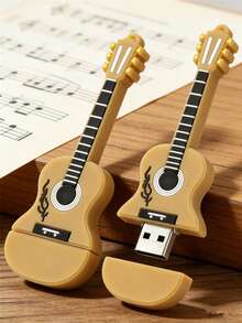 BIYETIMI Novel Guitar-Shaped USB 2.0 Flash Drive, Silicone Cartoon Pendant Style Memory Stick, Creative Music Theme Data Storage, Perfect Gift For Guitar Enthusiasts And Musicians - View 6