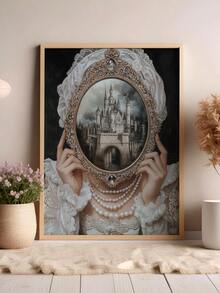 1 pièce Art mural sur canevas encadré Décoration murale Style gothique vintage victorien Dame et château miroir Affiche Dark Academia Convient pour le salon la chambre à coucher et la décoration de maison de style campagne sombre Art mural gothique fantastique mystérieux Cadeau Décoration de maison Décoration victorienne vintage Affiche gothique Décoration de chambre Décoration de salle de bain Décoration d'appartement Décoration de fête Cadeau de fête Décoration d'Halloween Affiche d'Halloween Art d'horreur Affiche gothique - A - Voir 4