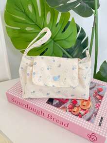 1 buah Tas Kosmetik Tiga Lapis, Tas Tangan Kosmetik Portabel, Kantong Penyimpanan Kamera Kapasitas Besar, Kantong Clutch Motif Bunga Kecil, Tas Rias Perjalanan dengan Pegangan - MultiWarna - View 5
