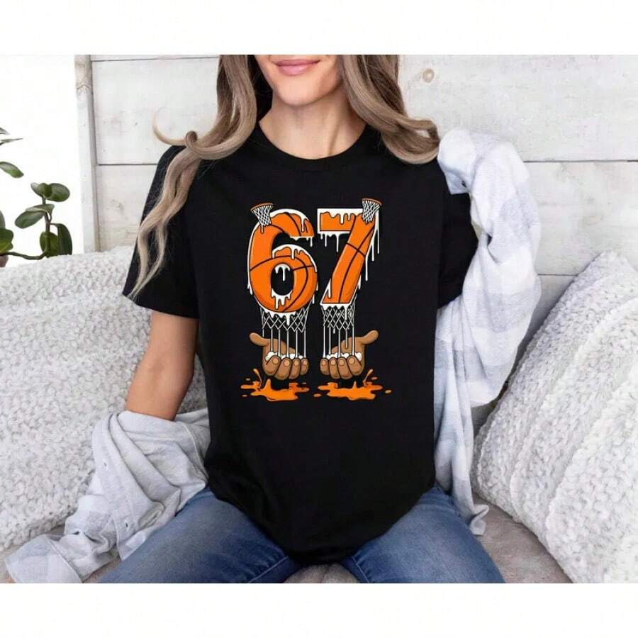 67 Basketball Jersey, Six Seven Basketball Jersey For Adults And Youth, Viral 67 Meme Jersey, Sports Lover Jersey, Funny Meme Jersey For Kids - 黑色 - 查看 1