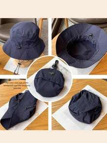 1pc Quick-Dry Bucket Hat, , Outdoor Hiking Waterproof Sun Protection Hat, Fishing Sun Hat Foldable Storage, Fashion Accessory Hat, Holiday Gift, Back To School Season {Windproof Rope Color Style Random} Men's Hat - Multicolor - View 7