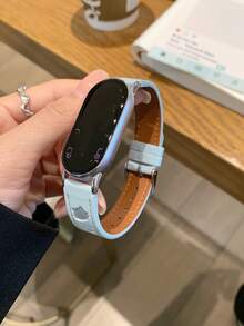 Ml Watch Band New Cute Cat Design Compatible With Xiaomi Band 10/9/8, Premium Synthetic Leather Replacement Strap, Quick Release Design, All-Season Use - Dusty Blue - View 6