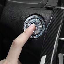 Crystal Rhinestone Diamond Decor Car One-Touch Start Button Protective Sticker, Interior Button Sticker - One-piece Start Button Protective Cover - View 2