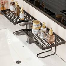1pc Bathroom Rustproof Stainless Steel Grid Shelf, Perforated Draining Surface, Suitable For Cosmetics & Skincare Lovers, Wall-Mounted Storage Rack For Vanity, Shower, Bathroom Mirror - Multicolor - View 2