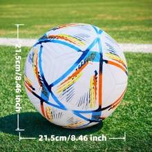 1個專業級#5足球，鮮豔多彩設計 - PVC材質，機器縫製面板，適用於訓練與比賽，全場地使用，足球配件，動態運動設計 - 彩色 - 查看 3
