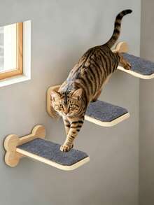 1件猫咪攀爬架壁挂式木制猫家具，适合猫咪快乐健康，可促进猫咪的抓挠习惯，适合作为情人节、感恩节、生日等送给猫主人的礼物。 - 彩色 - 查看 7