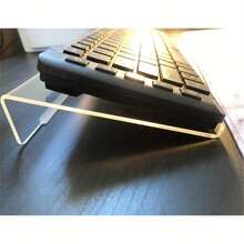 1 pieza Elevador de escritorio compacto apto para teclado y mini PC - Soporte de plástico duradero y ahorra espacio - Organizador ergonómico para el espacio de trabajo en el hogar/oficina - Accesorio elevador para portátil, esencial para configuración de juegos, solución minimalista para escritorio de oficina, asistente de reposamuñecas, base de gestión de cables - transparente - Ver 7